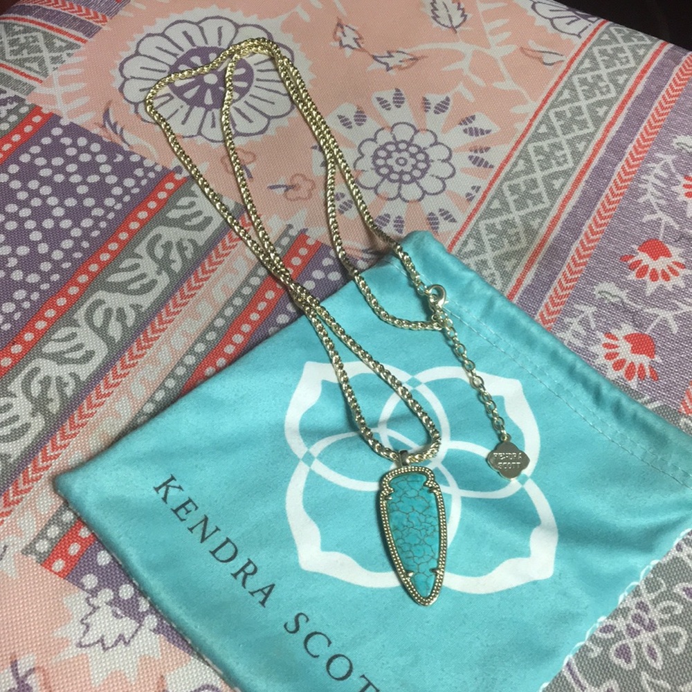 Skylar Necklace in Turquoise and Gold - Picture 2 of 3